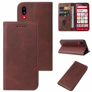 For Sharp Simple Sumaho 6A 201SH Magnetic Closure Leather Phone Case(Brown)