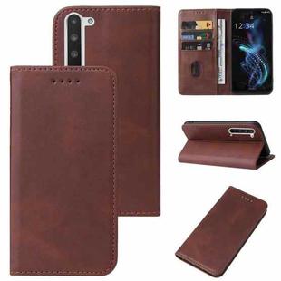 For Sharp Aquos R5G Magnetic Closure Leather Phone Case(Brown)