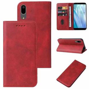 For Sharp Aquos Sense 3 Basic Magnetic Closure Leather Phone Case(Red)