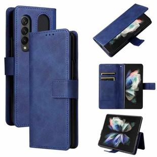 For Samsung Galaxy Z Fold4 Lambskin Flip Leather Phone Case with Pen Slot(Royal Blue)