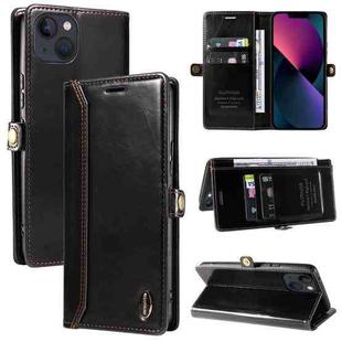 For iPhone 14 GQUTROBE RFID Blocking Oil Wax Leather Case (Black)