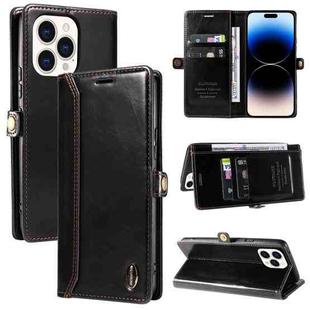 For iPhone 14 Pro GQUTROBE RFID Blocking Oil Wax Leather Case(Black)