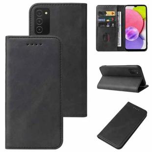 For Samsung Galaxy A03s 166mm Magnetic Closure Leather Phone Case(Black)