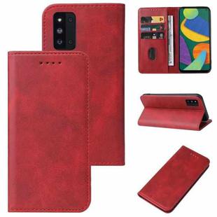 For Samsung Galaxy F52 5G Magnetic Closure Leather Phone Case(Red)