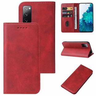 For Samsung Galaxy S20 FE 5G / S20 FE / S20 Lite /  S20 FE 2022 Magnetic Closure Leather Phone Case(Red)