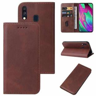 For Samsung Galaxy A40 Magnetic Closure Leather Phone Case(Brown)