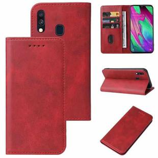 For Samsung Galaxy A40 Magnetic Closure Leather Phone Case(Red)