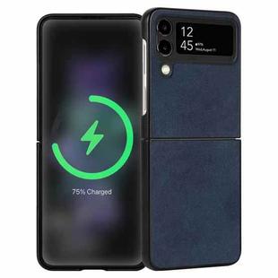 For Samsung Galaxy Z Flip4 Lambskin Texture Leather Folded Phone Case(Dark Blue)