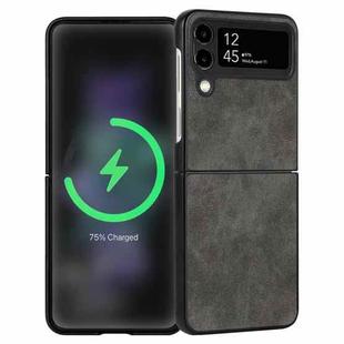 For Samsung Galaxy Z Flip4 Lambskin Texture Leather Folded Phone Case(Grey)