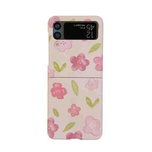 For Samsung Galaxy Z Flip3 5G Flowers Pattern Folded Phone Case(Pink Flowers)