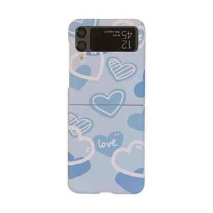 For Samsung Galaxy Z Flip3 5G Flowers Pattern Folded Phone Case(Blue Heart)