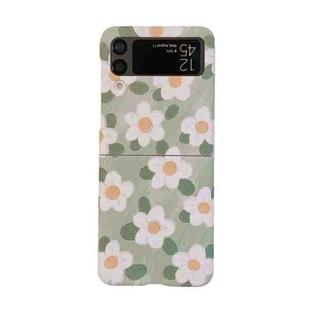 For Samsung Galaxy Z Flip3 5G Flowers Pattern Folded Phone Case(Green Clover)