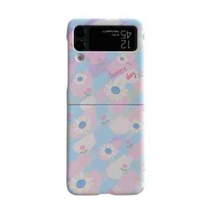 For Samsung Galaxy Z Flip3 5G Flowers Pattern Folded Phone Case(Ink Flowers)