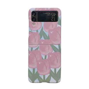 For Samsung Galaxy Z Flip3 5G Flowers Pattern Folded Phone Case(Red Flower Bed)