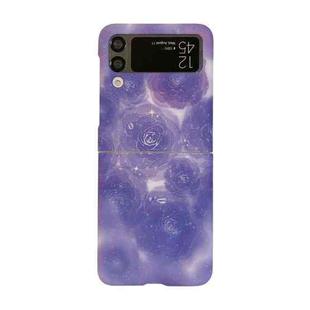 For Samsung Galaxy Z Flip3 5G Flowers Pattern Folded Phone Case(Purple Flowers)