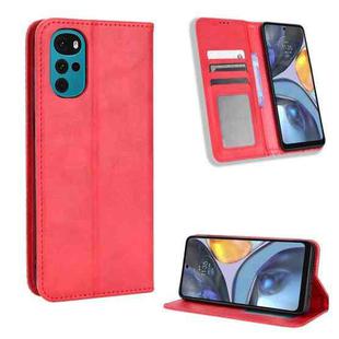 For Motorola Moto E32s / G22 Magnetic Buckle Retro Texture Leather Phone Case(Red)