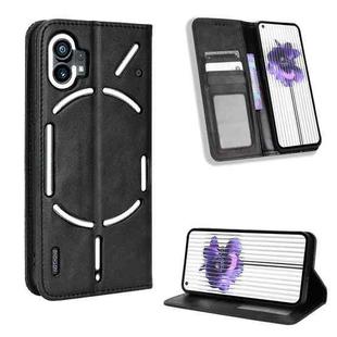 For Nothing Phone 1 Magnetic Buckle Retro Texture Leather Phone Case(Black)