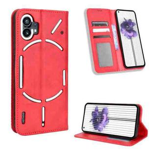 For Nothing Phone 1 Magnetic Buckle Retro Texture Leather Phone Case(Red)