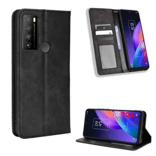 For TCL 30 XL Magnetic Buckle Retro Texture Leather Phone Case(Black)