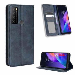 For TCL 30 XL Magnetic Buckle Retro Texture Leather Phone Case(Blue)