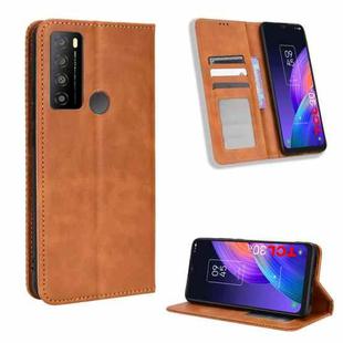 For TCL 30 XL Magnetic Buckle Retro Texture Leather Phone Case(Brown)