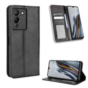 For Infinix Note 12 G96 Magnetic Buckle Retro Texture Leather Phone Case(Black)