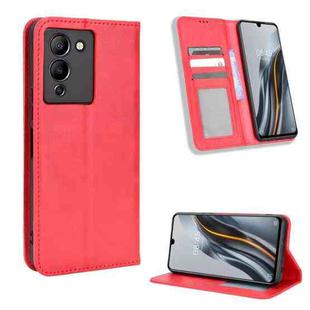 For Infinix Note 12 G96 Magnetic Buckle Retro Texture Leather Phone Case(Red)