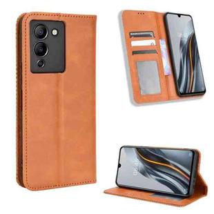 For Infinix Note 12 G96 Magnetic Buckle Retro Texture Leather Phone Case(Brown)