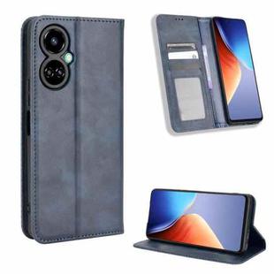 For Tecno Camon 19 Magnetic Buckle Retro Texture Leather Phone Case(Blue)