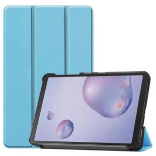 For Galaxy Tab A 8.4 (2020) Custer Pattern Pure Color Horizontal Flip Leather Case with Three-folding Holder(Sky Blue)