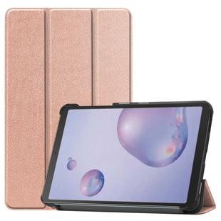 For Galaxy Tab A 8.4 (2020) Custer Pattern Pure Color Horizontal Flip Leather Case with Three-folding Holder(Rose Gold)