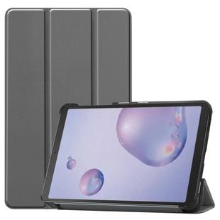 For Galaxy Tab A 8.4 (2020) Custer Pattern Pure Color Horizontal Flip Leather Case with Three-folding Holder(Grey)