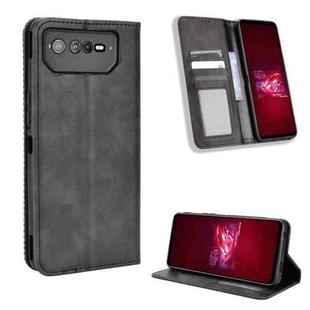 For ASUS ROG Phone 6 / 6 Pro Magnetic Buckle Retro Texture Leather Phone Case(Black)