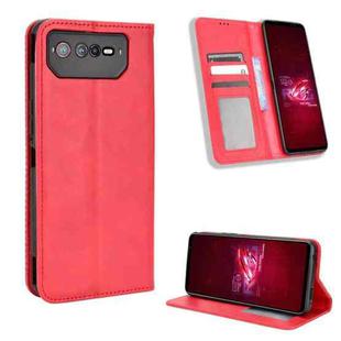 For ASUS ROG Phone 6 / 6 Pro Magnetic Buckle Retro Texture Leather Phone Case(Red)