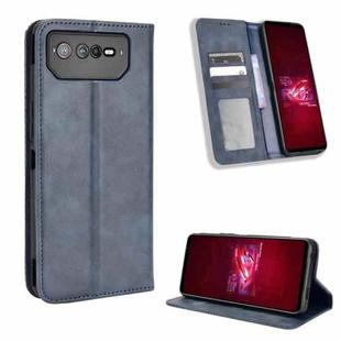 For ASUS ROG Phone 6 / 6 Pro Magnetic Buckle Retro Texture Leather Phone Case(Blue)