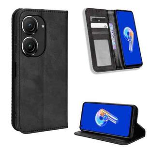 For ASUS Zenfone 9 Magnetic Buckle Retro Texture Leather Phone Case(Black)