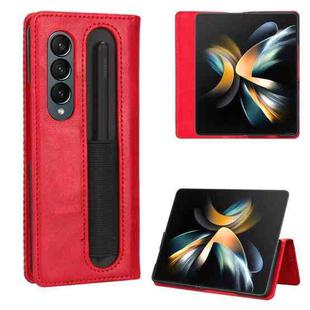 For Samsung Galaxy Z Fold4 5G Magnetic Buckle Retro Texture Leather Phone Case(Red)