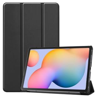 For Galaxy Tab S6 Lite 10.4 inch Custer Pattern Pure Color Horizontal Flip Leather Case with Three-folding Holder(Black)
