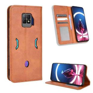 For ZTE Nubia Red Magic 7S Pro Magnetic Buckle Retro Texture Leather Phone Case(Brown)