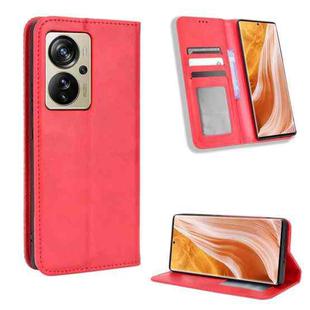 For ZTE Axon 40 Pro Magnetic Buckle Retro Texture Leather Phone Case(Red)