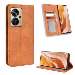 For ZTE Axon 40 Pro Magnetic Buckle Retro Texture Leather Phone Case(Brown)