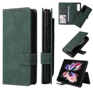 For Samsung Galaxy Z Fold4 5G Detachable Leather Folding Phone Case(Dark Green)