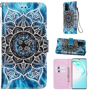 For Galaxy M80s Colored Drawing Pattern Plain Weave Horizontal Flip Leather Case with Holder & Card Slot & Wallet&Lanyard(Blue Mandala)