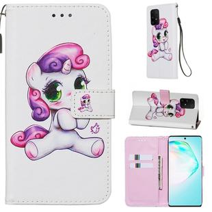 For Galaxy S10 Lite Colored Drawing Pattern Plain Weave Horizontal Flip Leather Case with Holder & Card Slot & Wallet&Lanyard(Playful Pony)