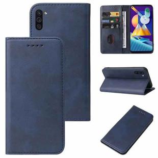 For Samsung Galaxy M11 Magnetic Closure Leather Phone Case(Blue)
