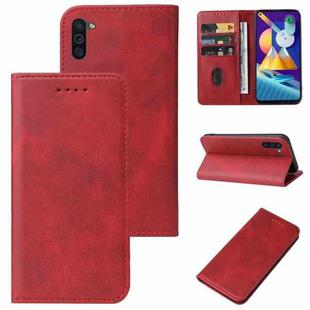 For Samsung Galaxy M11 Magnetic Closure Leather Phone Case(Red)