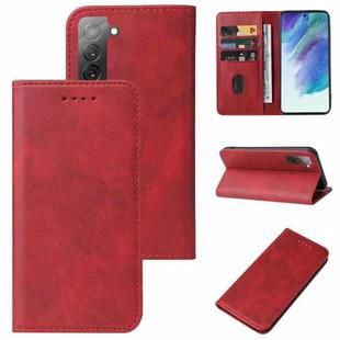 For Samsung Galaxy S21 FE 5G Magnetic Closure Leather Phone Case(Red)