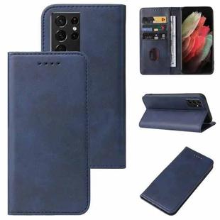 For Samsung Galaxy S21 Ultra 5G Magnetic Closure Leather Phone Case(Blue)