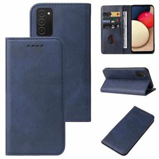 For Samsung Galaxy A02s EU Version Magnetic Closure Leather Phone Case(Blue)