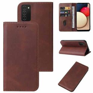 For Samsung Galaxy A02s EU Version Magnetic Closure Leather Phone Case(Brown)